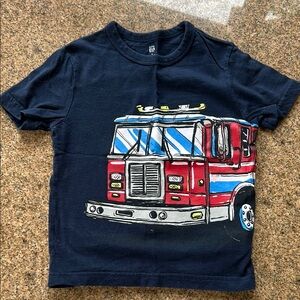 Gap Navy T-Shirt with Fire Truck Graphic
